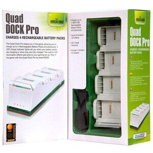 dreamGEAR Xbox 360 Quad Dock Pro - 4 Battery Charger (White)